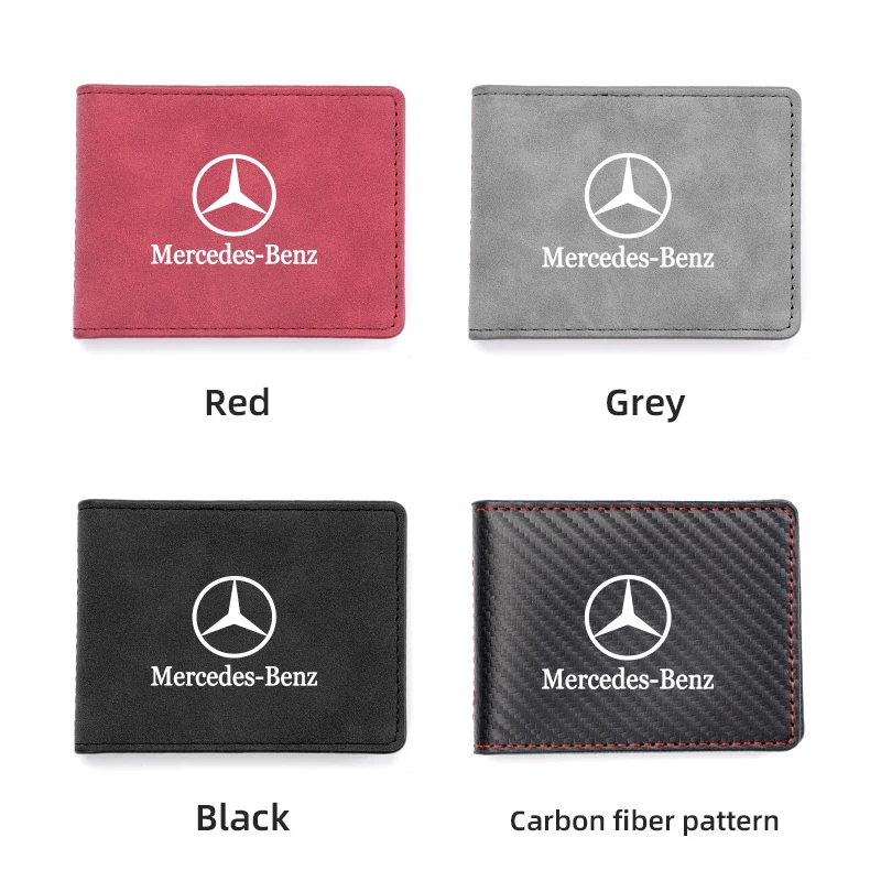 Car Emblem Driver License Wallet ID Credit Card Holder For Mercedes Benz AMG W203 W206 W220 W205 W211 W212 W201 W210 GLK GLE GLC