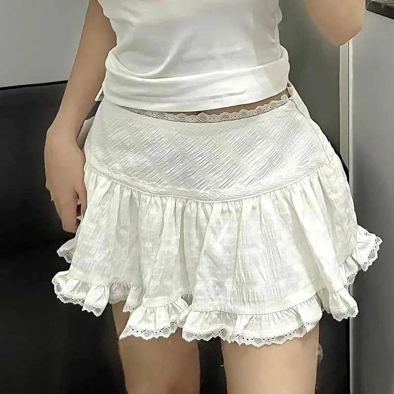 

Nice White Ballet Style Lace Lace Cake Skirt Women's Summer Style Pure Temperament All Matching Slim A-line Skirt