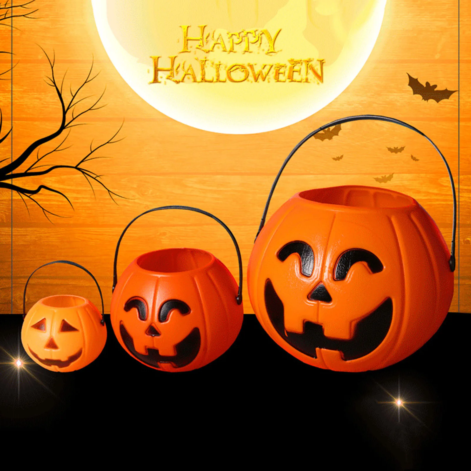 Halloween Party Decorations Halloween Candy Bucket Pumpkin Bucket with Handle for Trick or Treat Party Decor Storage Basket