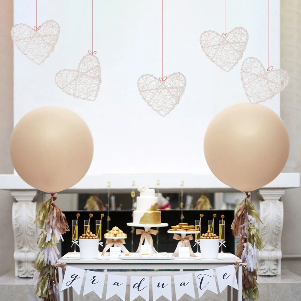 

10pcs Heart Shaped Rattan Balls Wedding Decoration Hanging Pendant For Home Party Wall Decor Rattan Heart Pendant Decorative