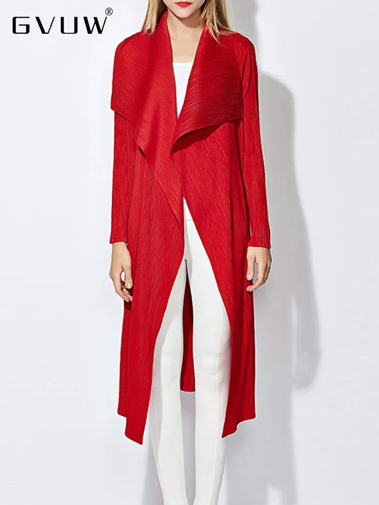 

Женская плиссированная ветровка GVUW, длинная Повседневная ветровка средней длины, модель 17G7435, 2024