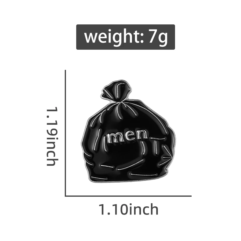 Funny Black Trash Bag Metal Enamel Pins Men Are Garbage Badge Brooch Creative Environmental Protection Lapel Backpack Jewelry