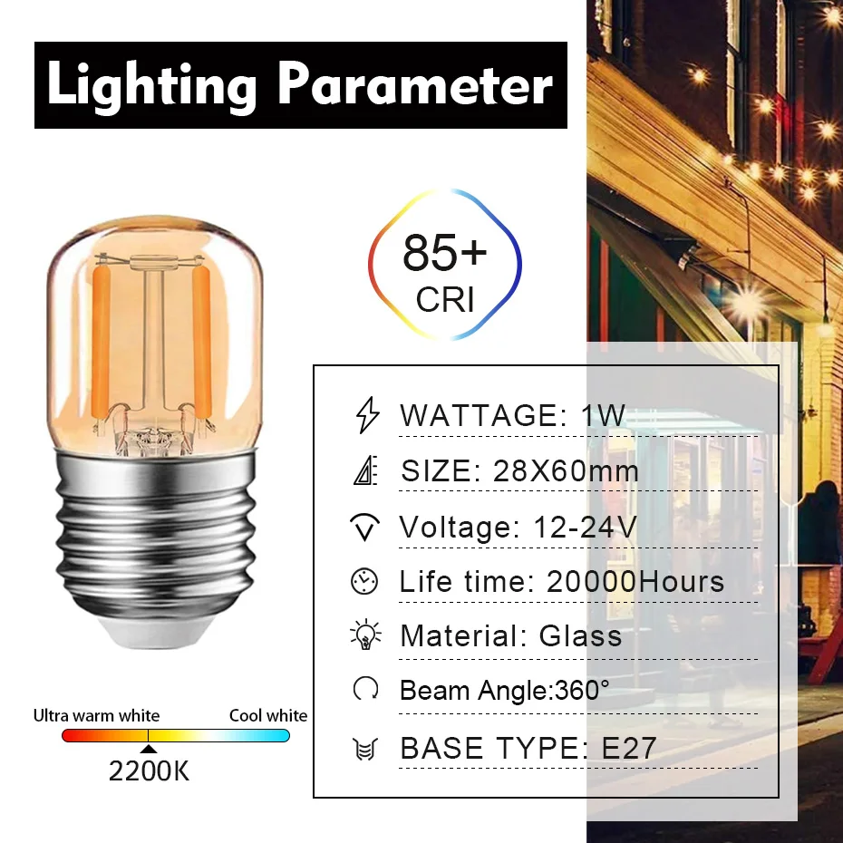 Imagem -02 - Lâmpada Led de Baixa Tensão Lâmpada de Ampola de Filamento Motorhome rv Paisagem Locomotiva Campista dc 12 v 24v 1w 12 v 24v T28