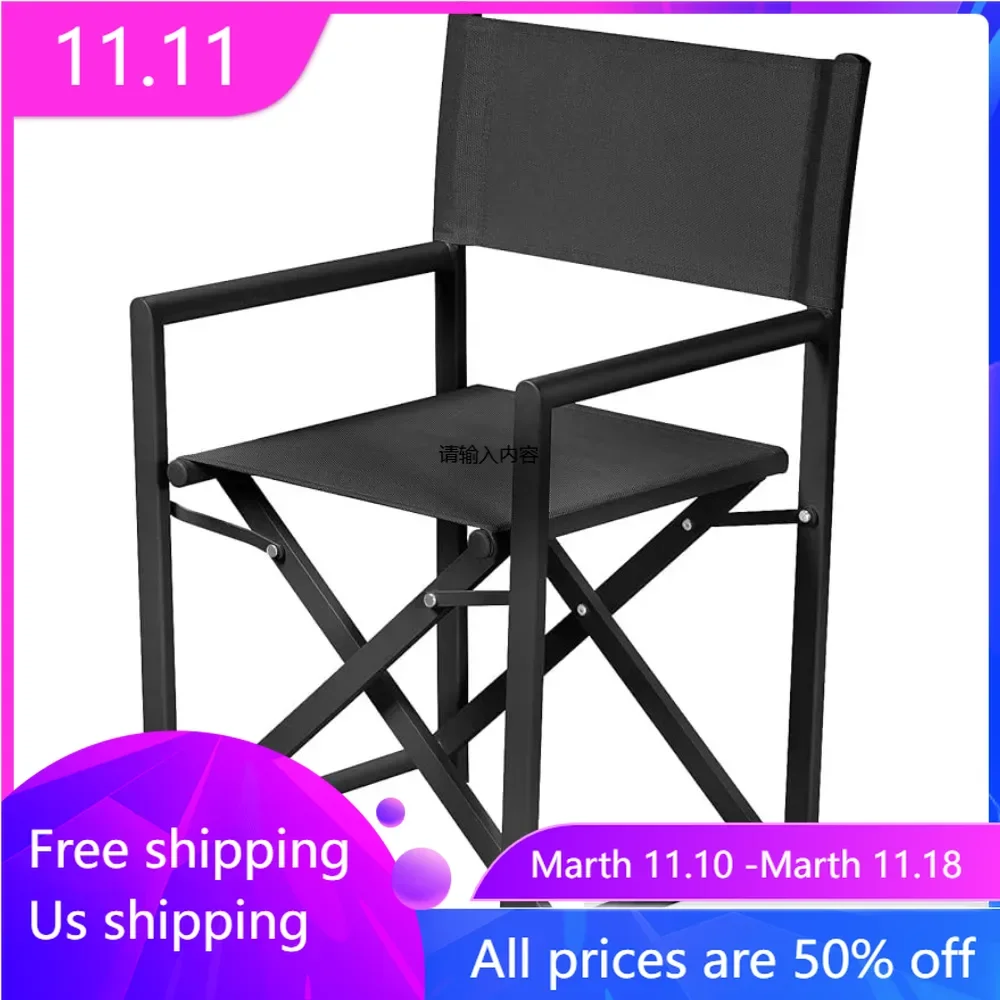 

Aluminium Directors Chair Portable Folding Chair for Patio, Camping, Picnic and Outdoors (Black)