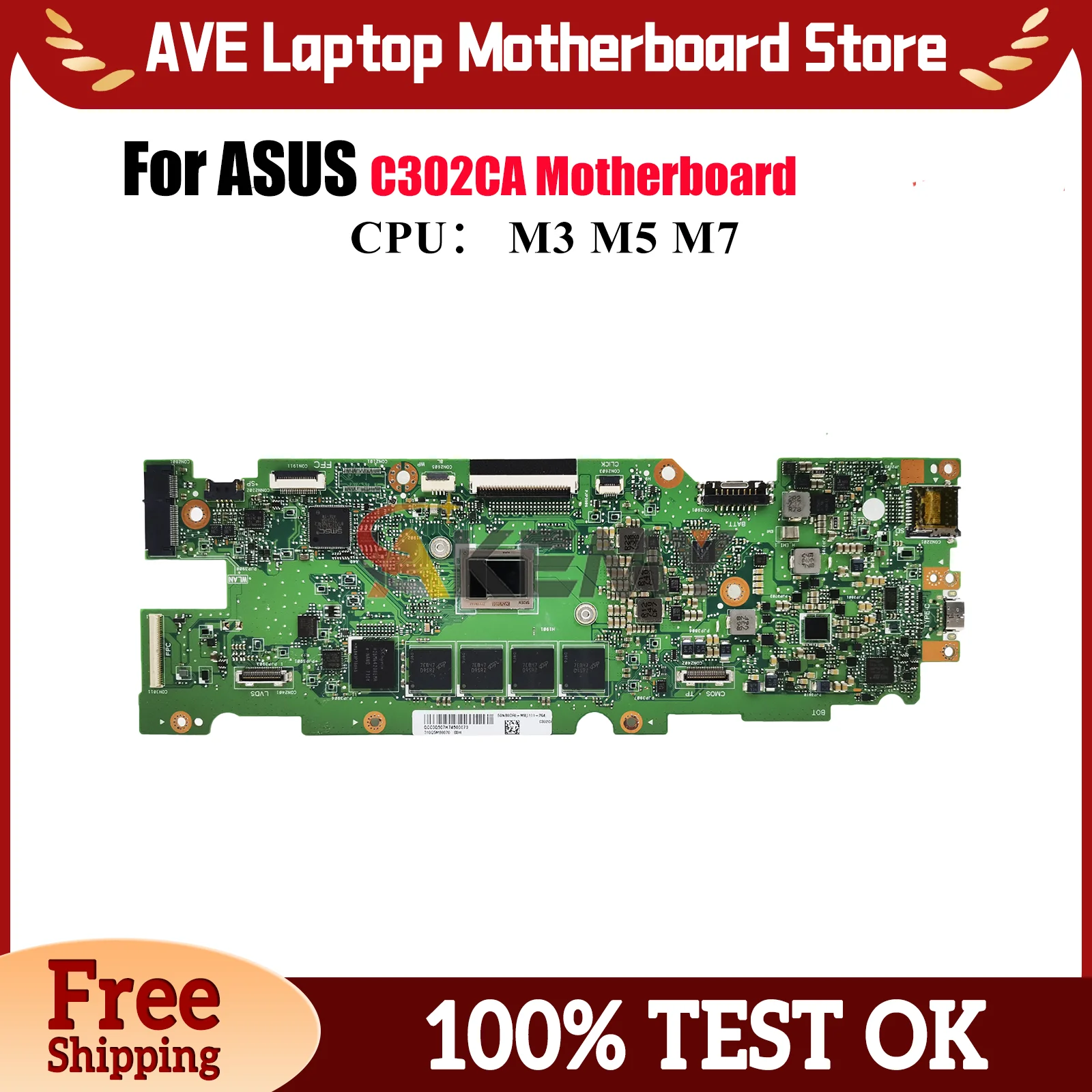 

C302CA Материнская плата для ноутбука ASUS Chromebook C302CA C302C Материнская плата для ноутбука с процессором I3 I5 I7 100% тестирование ОК быстрая доставка stk