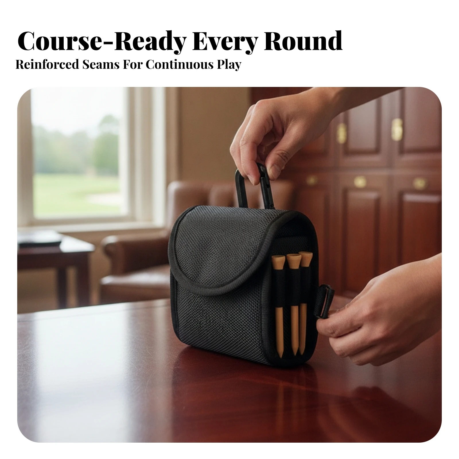 Golf Ball Pouch with Tee Holders Lightweight Golf Ball Pouch Wear-Resistant Secure for Golfers, Practice Sessions