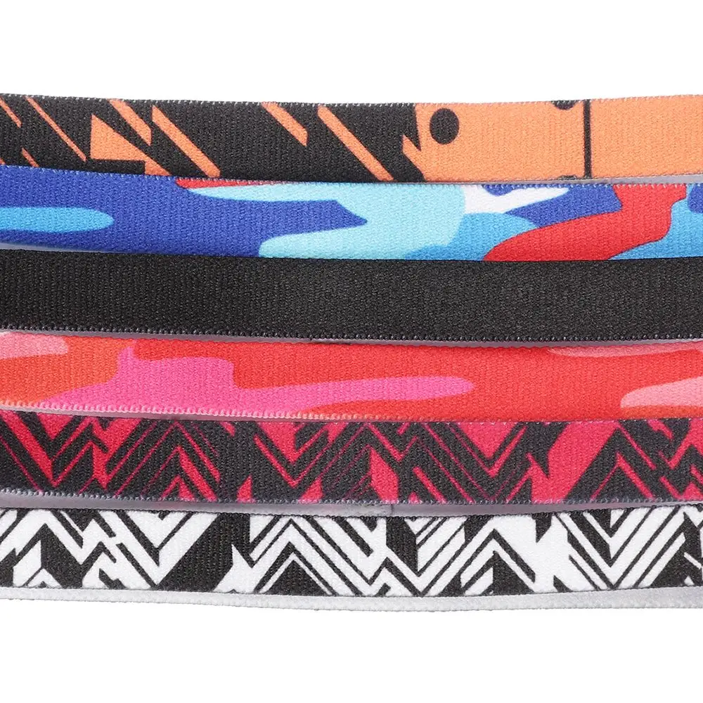 Unisex Gym Elastic Stretch Stripe Print Running Headwear Yoga Sweatband Sport Hairband Fitness Headband