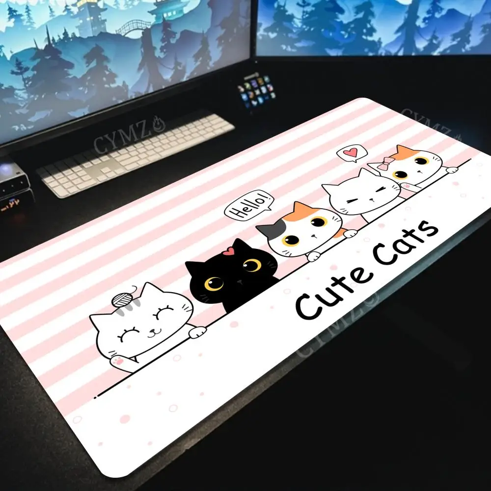 

Коврик для мыши Kawaii с милым дизайном в стиле аниме, коврик для мыши с изображением кота, нескользящий игровой коврик, аксессуары для ПК, коврик для клавиатуры и мыши, офисный коврик
