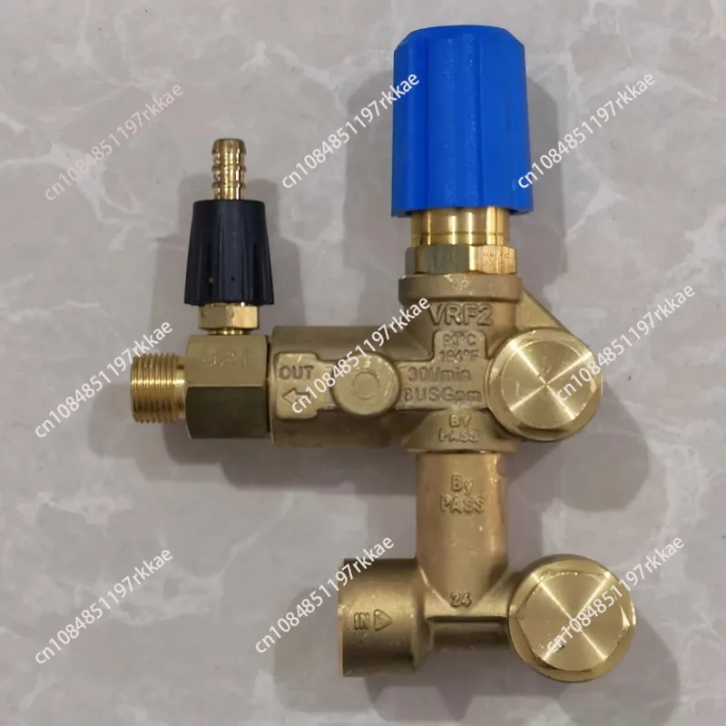 VRF2 Brass Bypass Unloader Valve 30LPM 280Bar Pressure Regulator for Triplex Plunger Pump, Industrial Hydraulic Control Valve