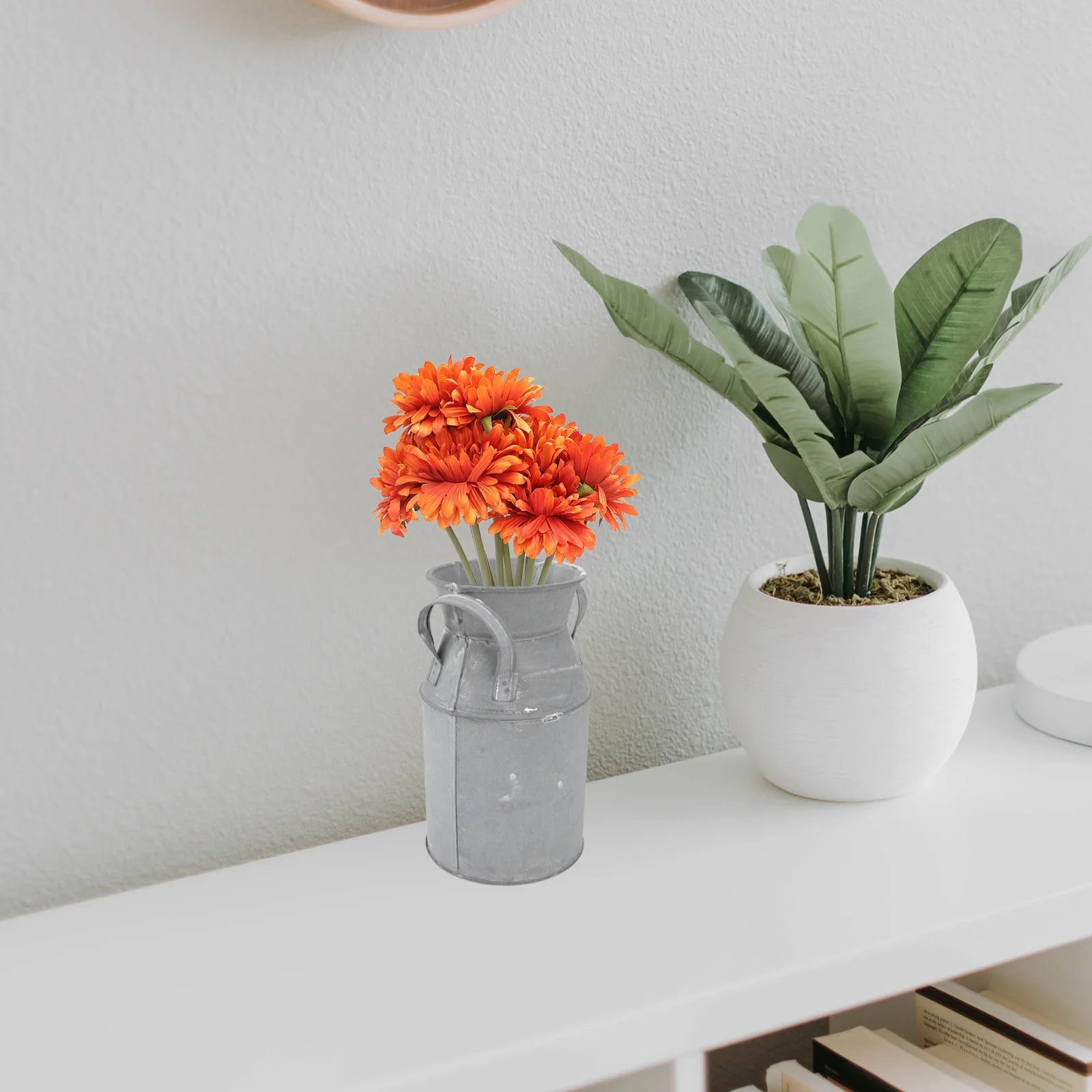 مزهرية زهور جافة دلو حديد عتيق لديكور المنزل نباتات الحديقة معلقة على الحائط أصيص زهور صغير لسطح المكتب عتبة النافذة #1