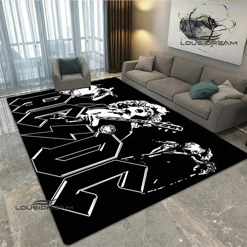 Rock band AC/DC retro Printed carpet living room bedroom carpet non-slip door mat photography props area rug birthday gift