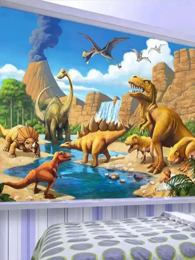 Custom papel de parede bos Tyrannosaurus Rex behang schilderij kamer muurschilderingen Dinosaurus dieren behang home decor Stickers - afbeelding 2
