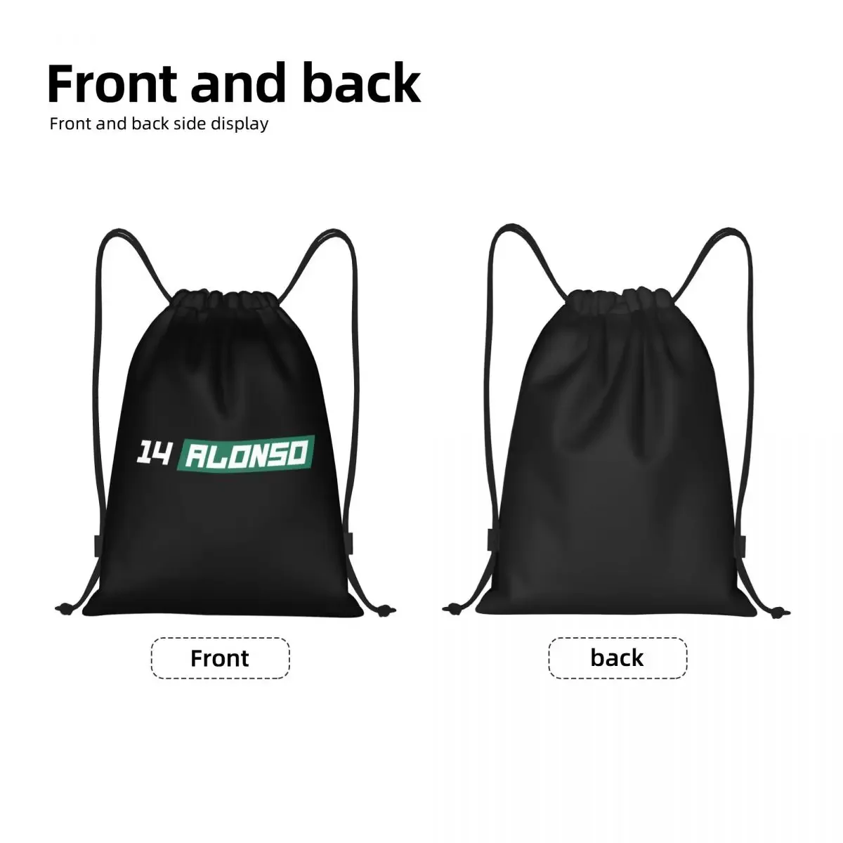 Alonso 14 Drawstring Backpack Women Men Sport Gym Sackpack Foldable F-1 Sport Car Driver Race Shopping Bag Sack