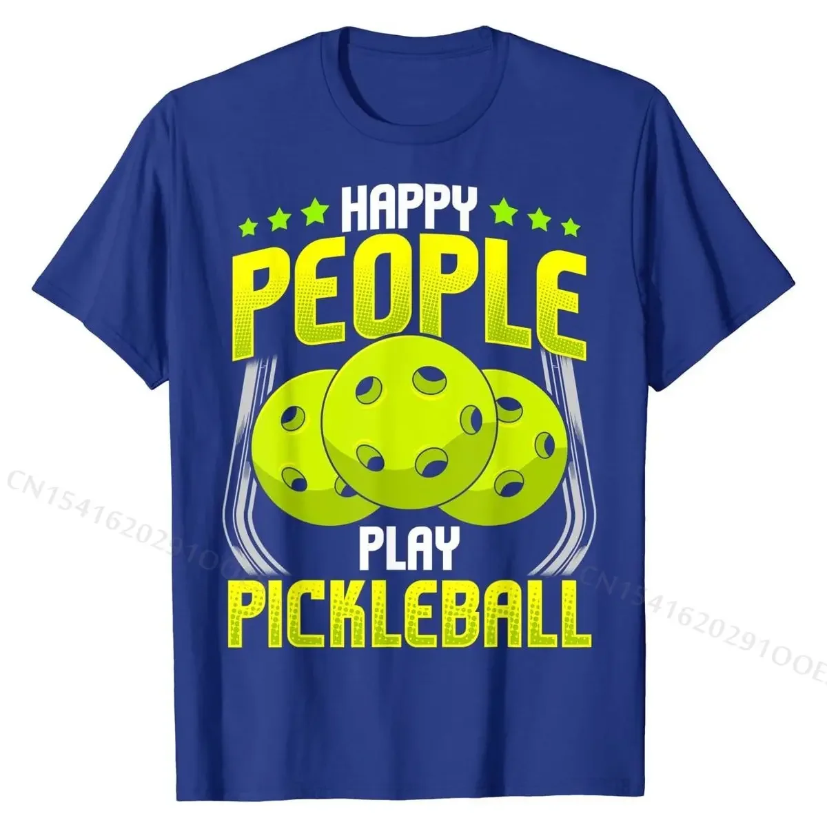 

Happy People Play Pickleball Graphic Tee Cotton Short Sleeve T-Shirt Funny Sport for Men