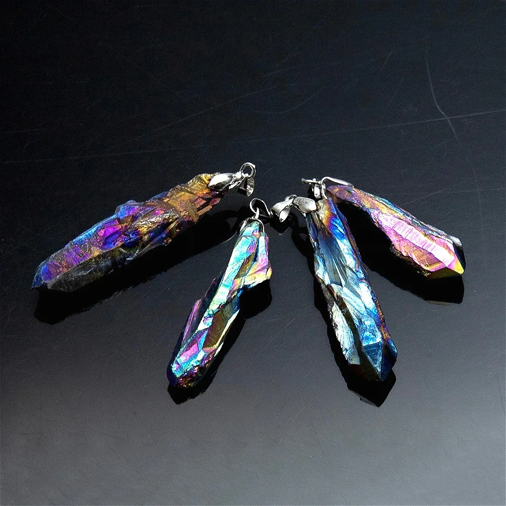 1 قطعة الحجر الطبيعي مطلي كريستال قلادة كوارتز غير النظامية العنقودية خمر سحر صنع عقد دي اي واي مجوهرات 10x55mm