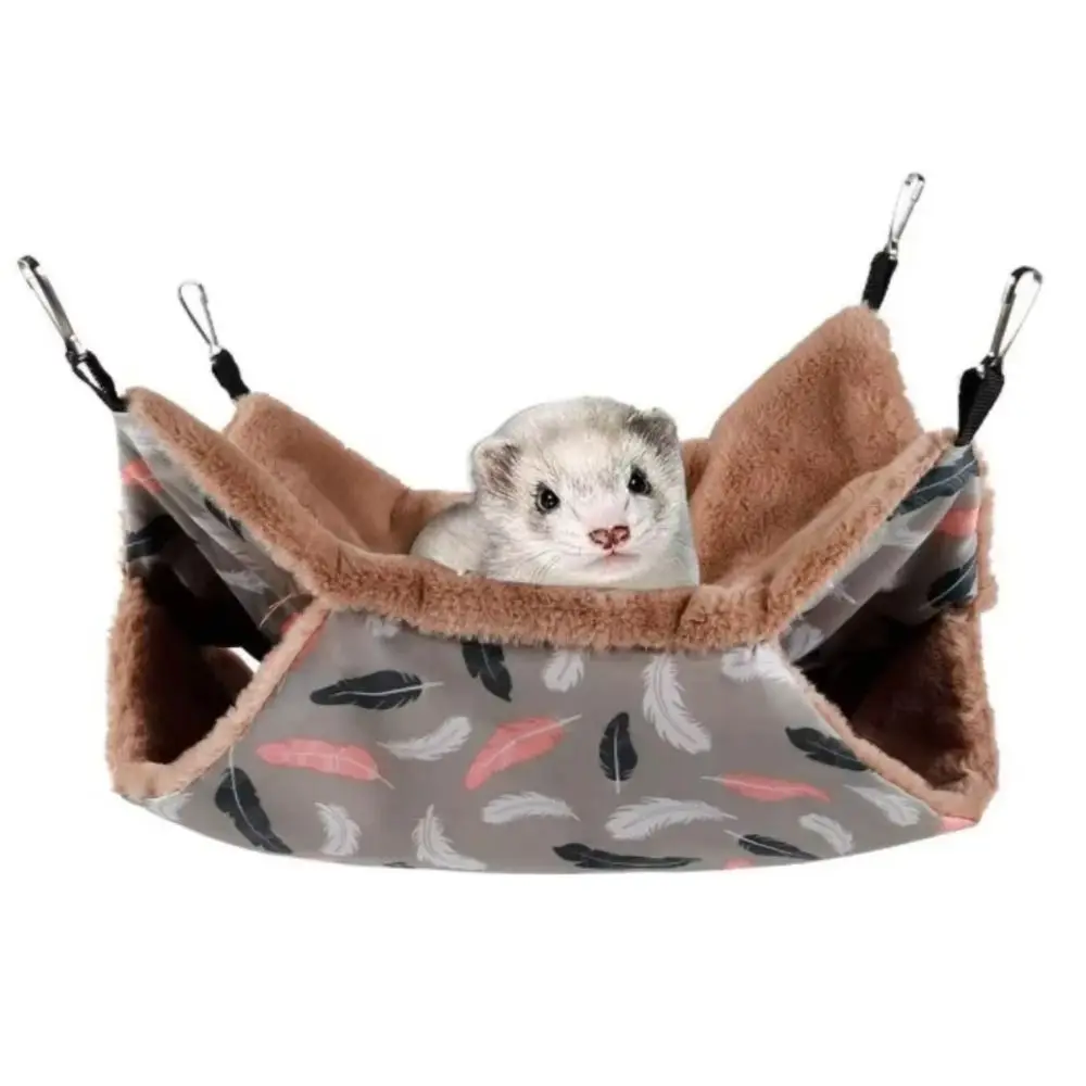 Soft Winter Hamster Hammock Warm Flannel Honey Bag Glider Two-layer Hammock Two-layer Comfortable Squirrel Hanging Cage House