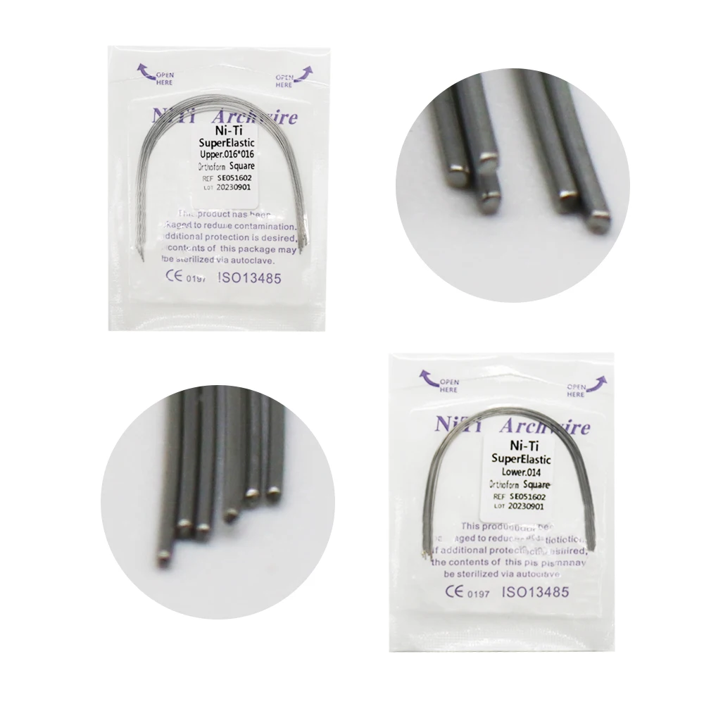 10Packs Orthodontic Super Elastic Niti Arch Wire Square /Ovoid Type Round Rectangular 5Upper and 5Lower