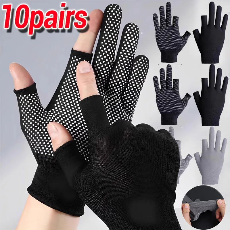 

Non-slip Nylon Gloves for Safety Work Outdoor Cycling Breathable Half Finger Gloves Mittens Men Fingerless Touchscreen Gloves