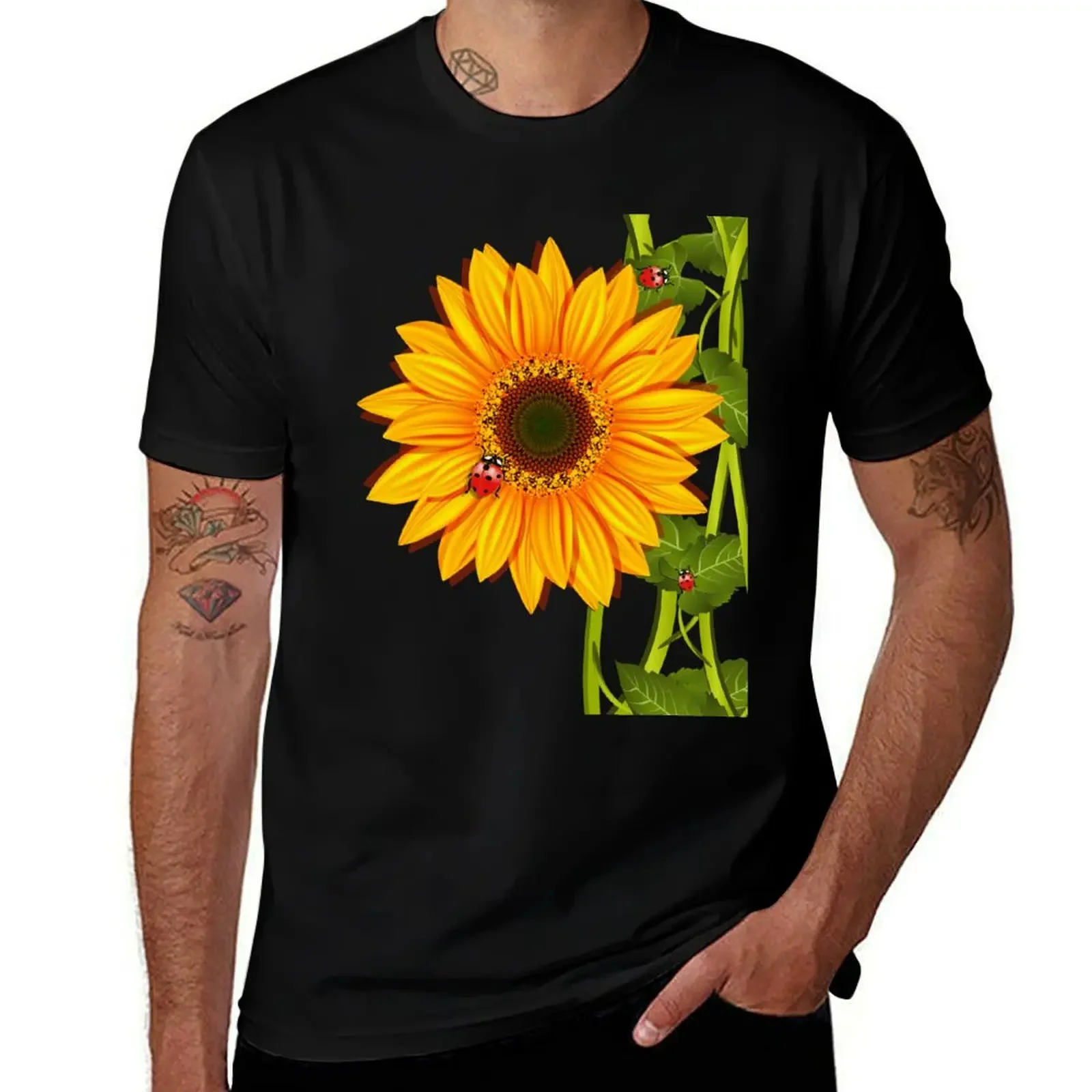 Sunflower Ladybugs T-Shirt cute tops sublime hippie clothes funny t shirts men