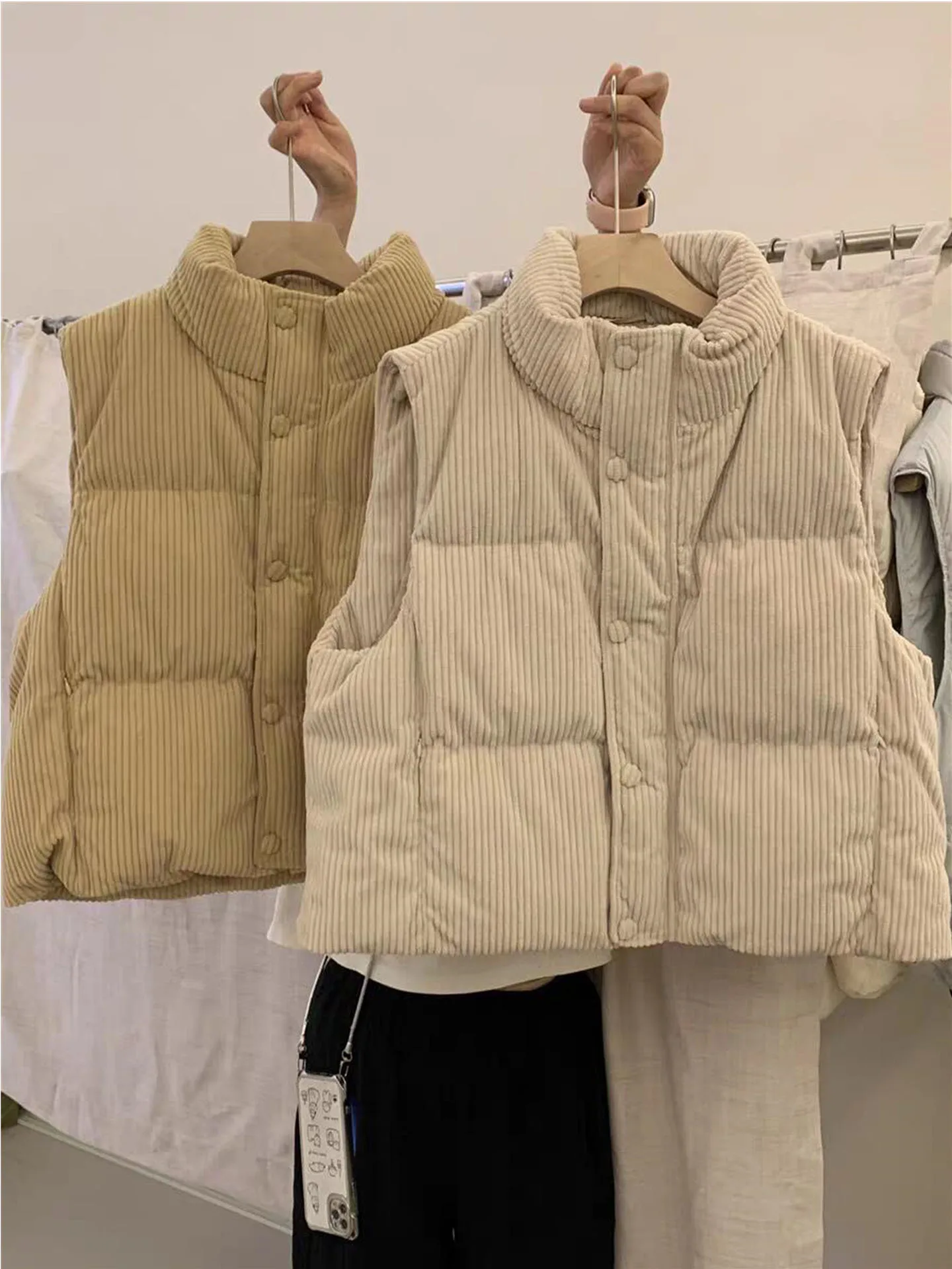 

Жилет из вельвета женский свободного кроя с воротником-стойкой, верхняя одежда для осени и зимы, модный корейский стиль, пальто