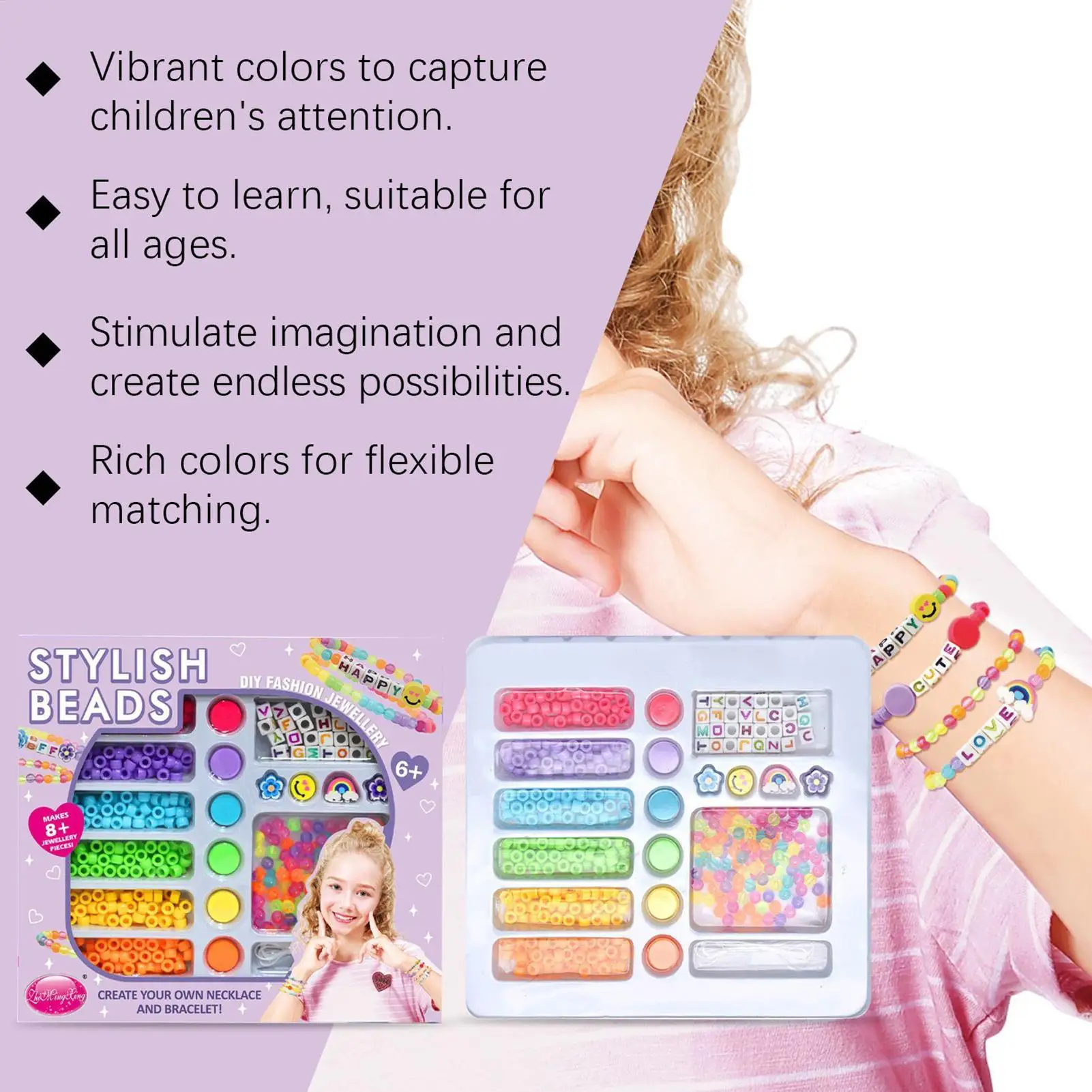 Bracelet Making Kit Girls Bead Bracelet Charm Craft Set Beading Toys Fun Craft Supplies For Kids Teens Adults Beginners School