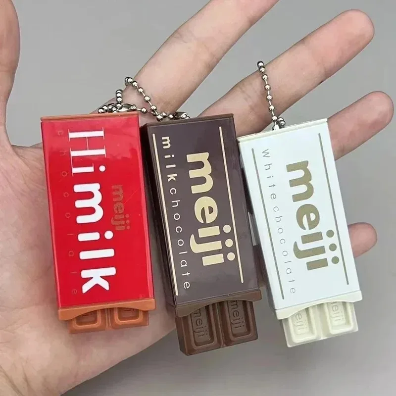 Nouveau jouet anti-stress pliable en forme de chocolat Meiji de style japonais, pendentif porte-clés créatif, cadeau original S