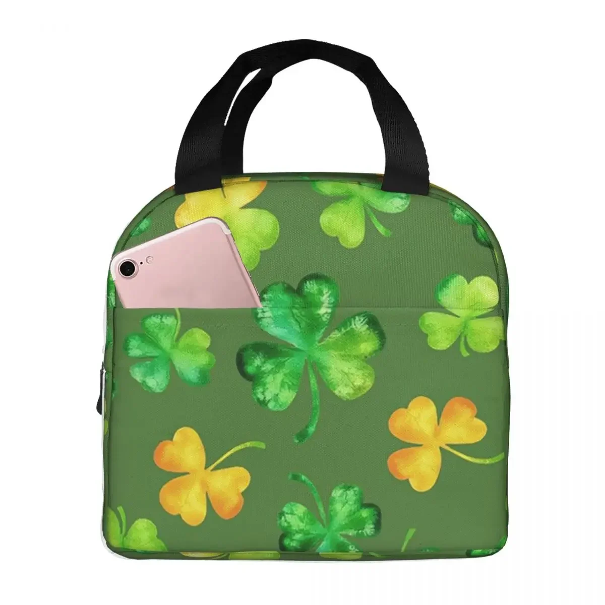 Grass And Golden Grass Pattern Insulated Lunch Bag for Women Children Portable Food Boxes Thermal Lunch Box Tote