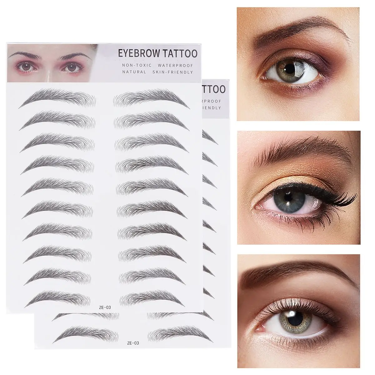 

2 Pcs Eyebrow Stickers Black Chemo Brows Kit Man Stencils Artificial Eyebrow Transfer Temporary Tattoo Realistic Long