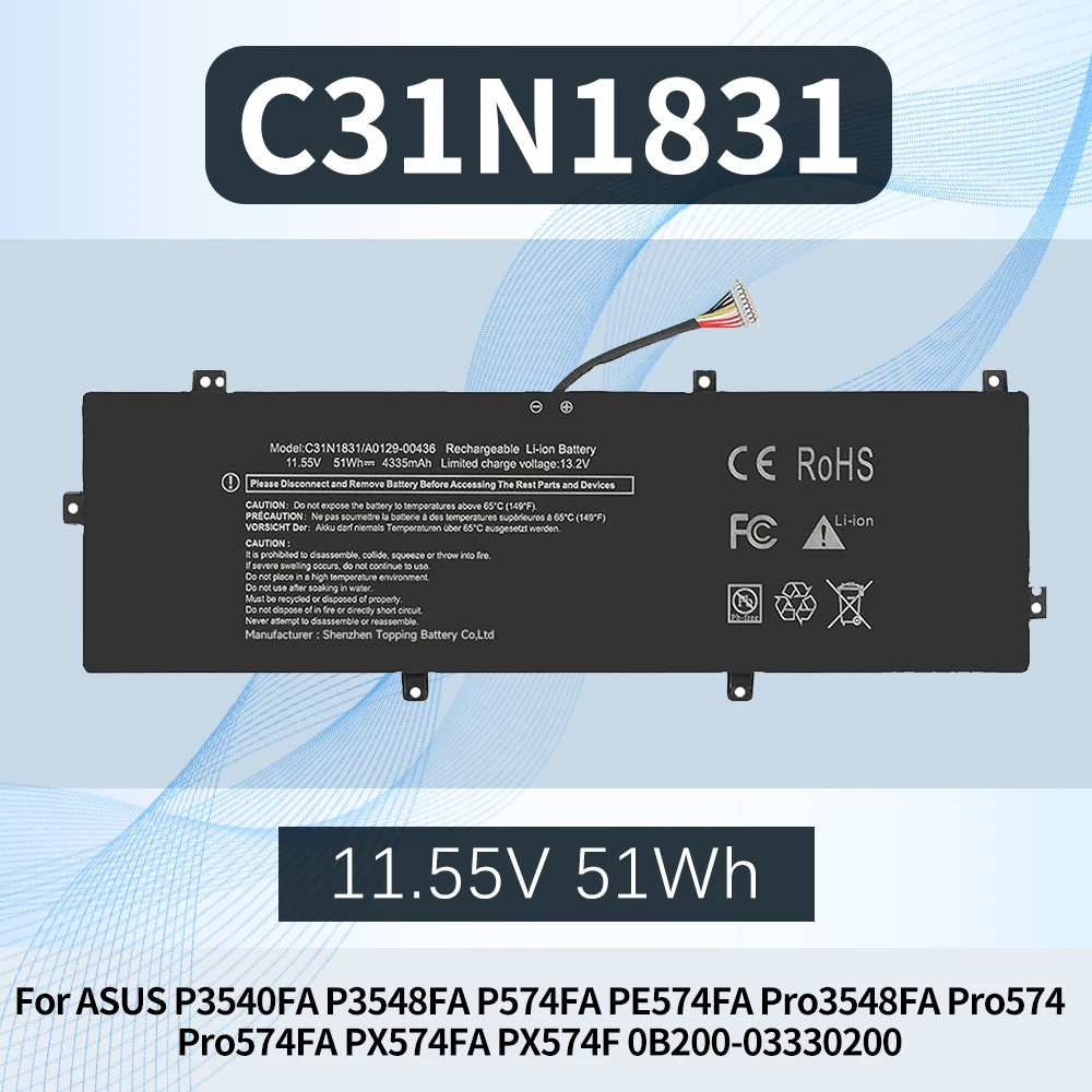 C31N1831 0B200-03330200 Laptop Battery for Asus Zenbook 14 UX433FA UX433FN UX433FQ P574FA 3548FA PX574FA P3540FA P574FA F7HVR