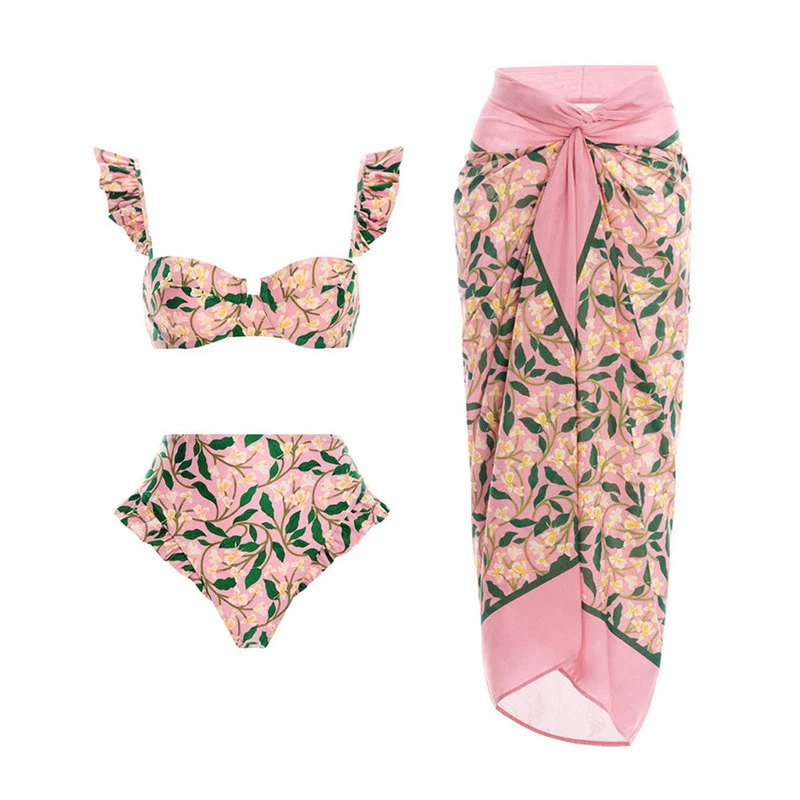 2025 traje de baño de una pieza con realce y falda para la playa, traje de baño Retro para mujer, traje de baño Sexy, ropa de playa estampada, traje de baño Monokini