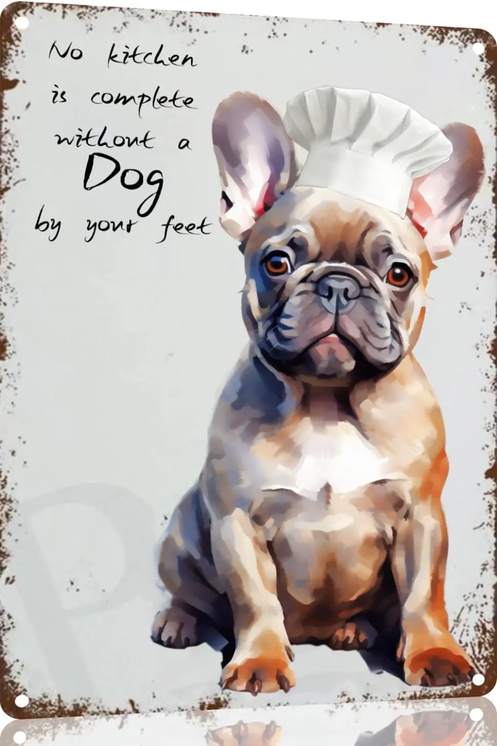 Kunstdruck mit französischer Bulldogge für die Küche, kreatives Blechschild, lustiges Metallschild, Vintage-Wanddekoration für Zuhause, Tür, Garten, Bar, Restaurant