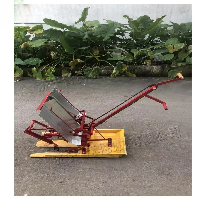 1 Acre/hour Hand Cranked Rice Transplanter Dual Row Manual Rice Transplanting Equipment 250mm Row Spacing Wheeled Rice Seeder