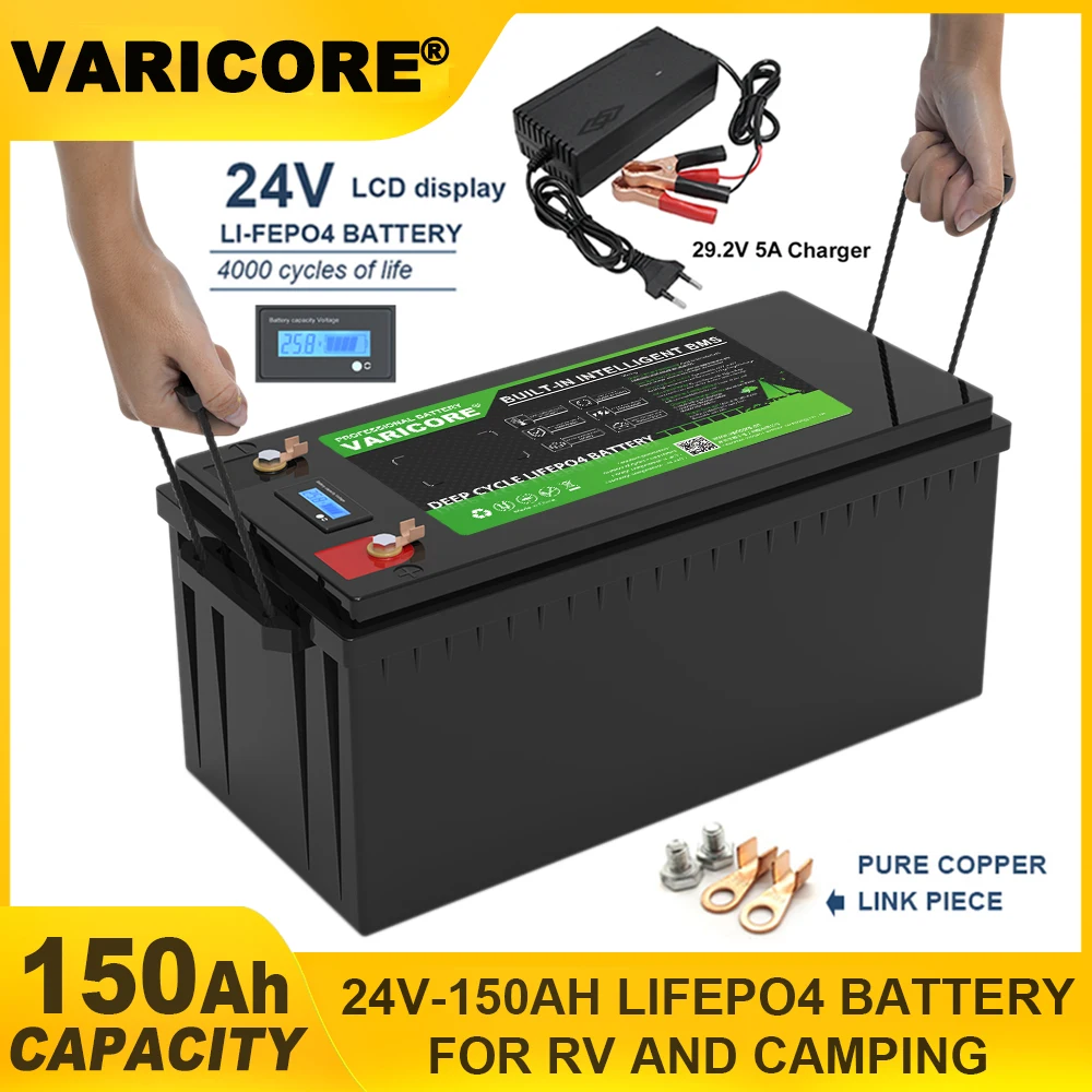 

VariCore 24 В 150 Ач 8-струнный LiFePO4 аккумулятор 29,2 В литий-железо-фосфатный аккумулятор для солнечной энергии, кемпинга, внедорожной тележки для гольфа, без налога