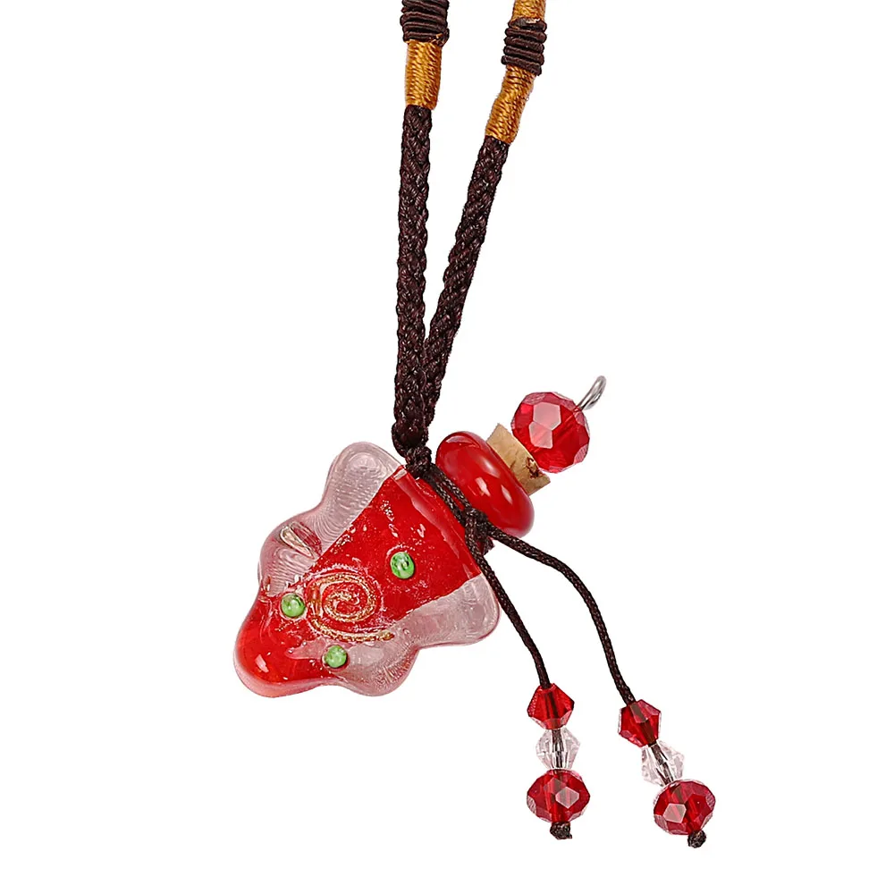 Qianbei Car Flower Heart Handmade Murano Lampwok Glass Aqua Crystal Rhinestone Perfume Bottle Pendants Women Ropes Necklaces — zdjęcie 5