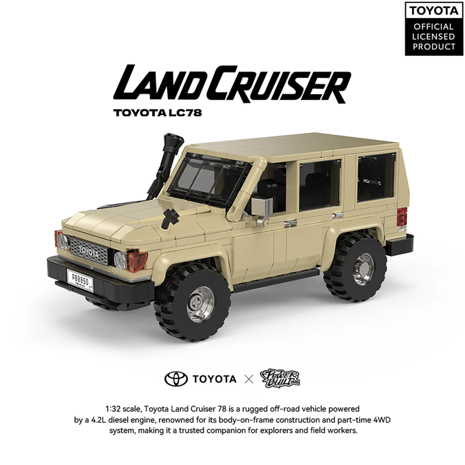 1:32 Land Cruiser Off-road Vehicle Building Blocks Set Model with Container MOC Bricks Ornaments Kids Birthday Toys Gifts PB8850