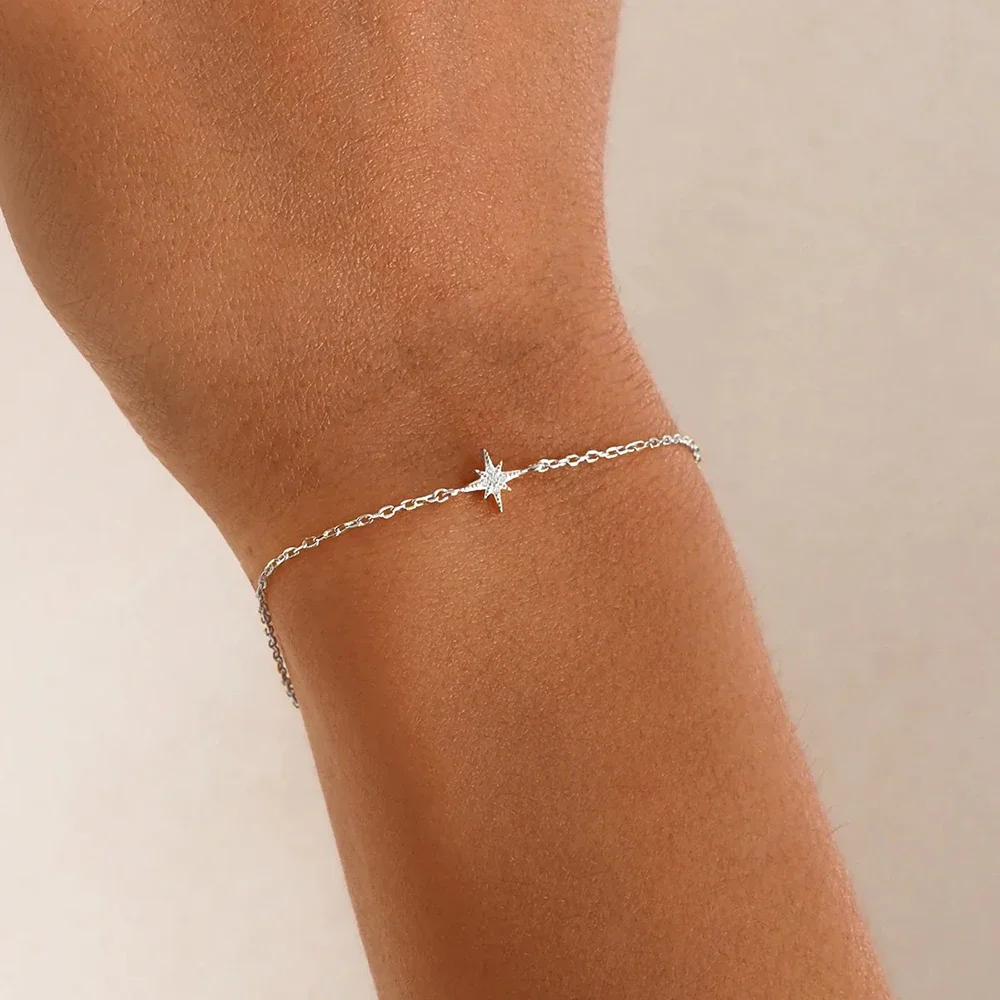 AIDE 925 Sterling Silver Round Card Zircon Bracelet Women's Fashion Classic Pulsera Temperament Adjustable Halloween Bracelets