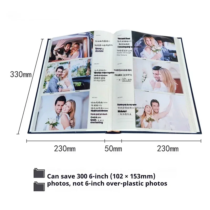Premium Photo Album with Postcard Storage, 300 Photo Capacity, Versatile Picture Organizer, Memories, 6" image 6