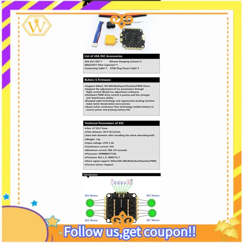 

Последние-BLS-45A 4в1 ESC 2-6S FPV ESC 30X30 мм Поддержка Dshot300-600/Multishot/Oneshot/PMW для RC FPV Drone