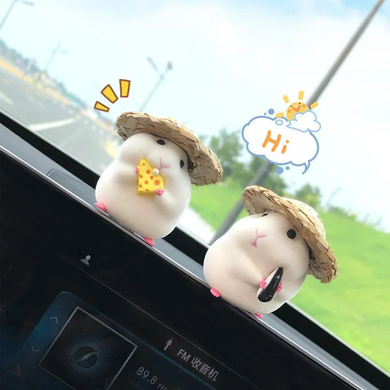 Car Decoration Hamster Car Accessories Window Center Console Cute Doll Car Interior Pendant Auto Dashboard Cool Decoration