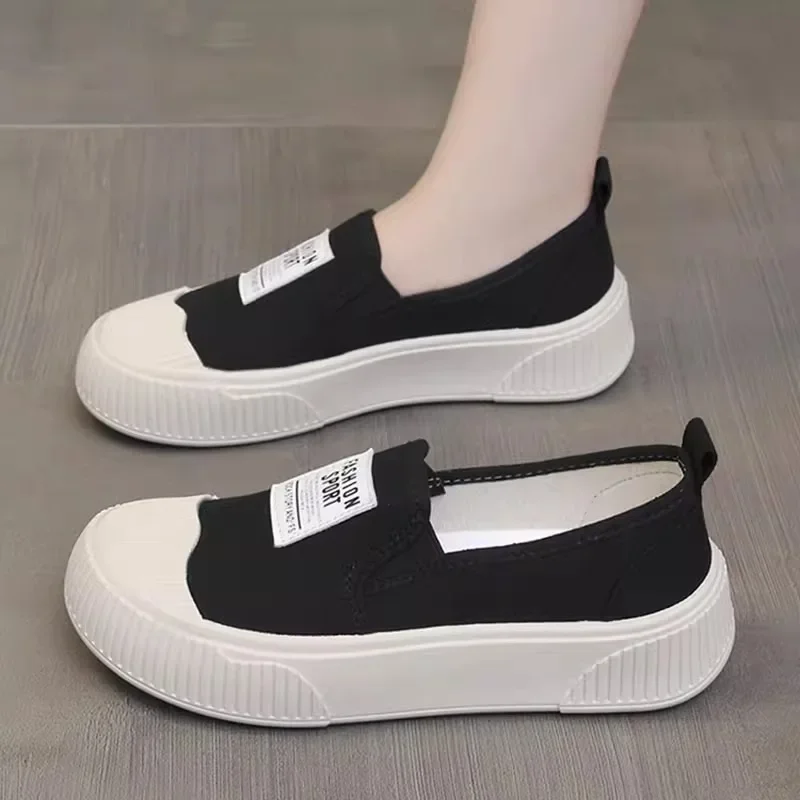 

Женская обувь без шнуровки на платформе с круглым носком, женская обувь, повседневные кроссовки с неглубоким носком, сабо, новое маленькое летнее платье без шнуровки