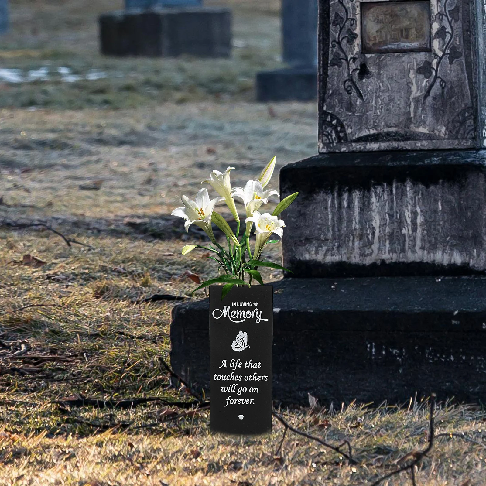 

Metal Grave Vase Cemetery Flower Spike Holder 4 Drainage Holes Memorial Decoration Suitable Gravesites Cemeteries