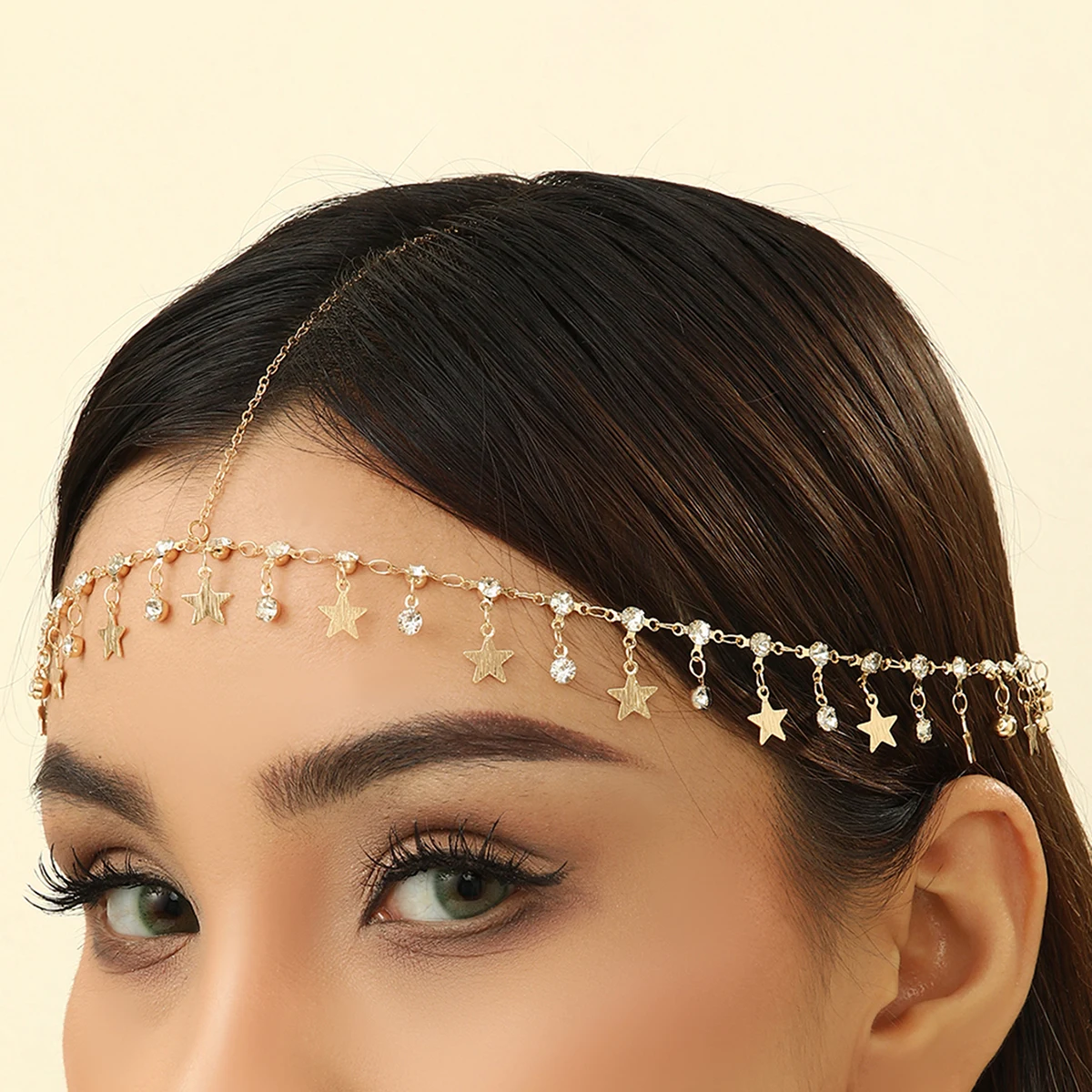 Exquisite Tassels Shiny Rhinestone Star Women\'s Head Chain Hair Forehead Jewelry Bohemia Lady Aesthetic Jewelry Set Gifts