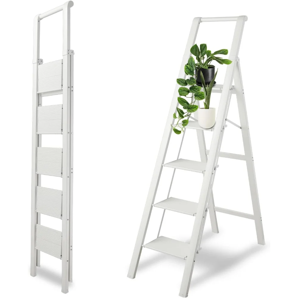 

5 Step Ladder, Lightweight Folding Step Stool for Home, 330 Lbs Capacity for Adults