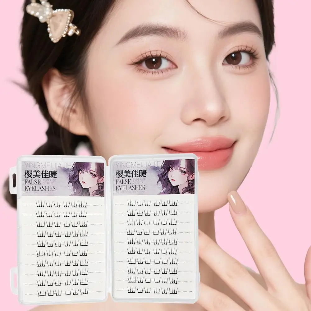 6/10/20 Reihen Kleber-freies Dünne Falsche Wimpern Segmentierte Lange Styling Koreanische Einfache Anfänger Dicke Verlängerung Anhaltende Curling las G8J3