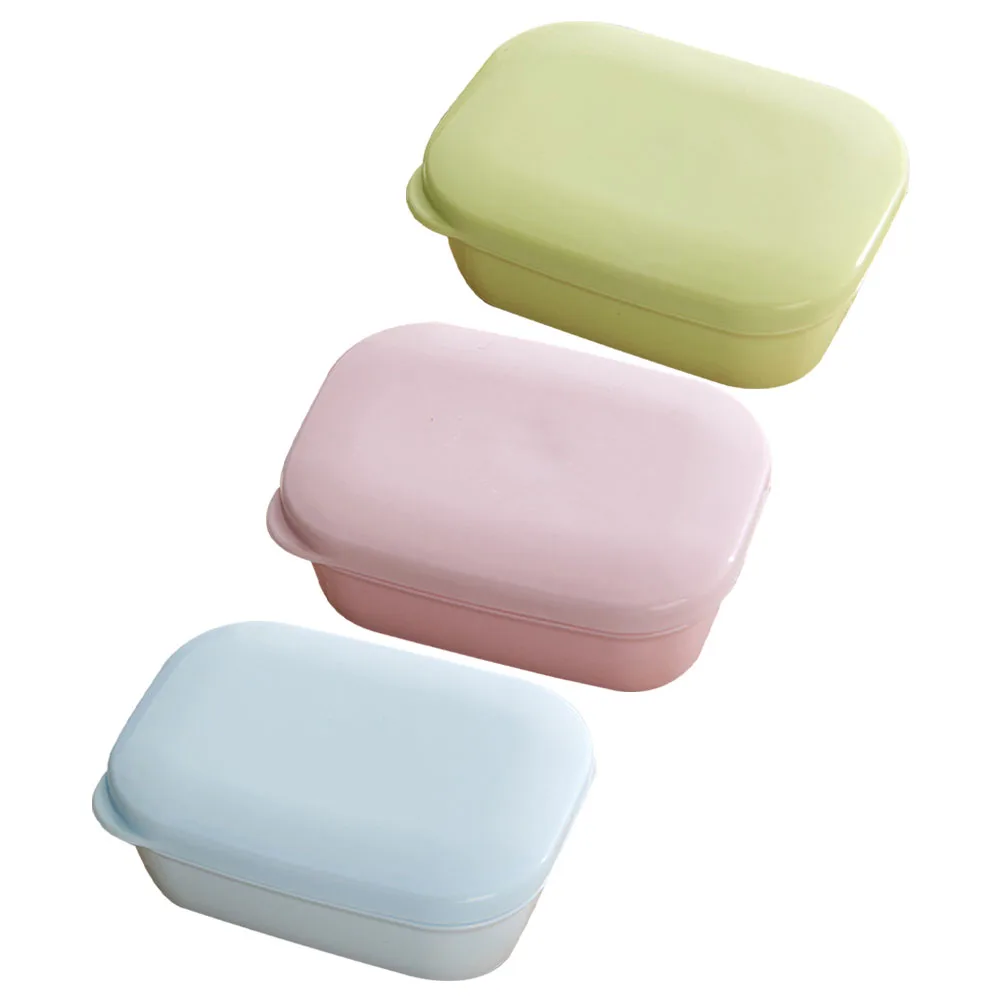 

3 Pcs Travel Soap Box Container with Lid Case Portable Cases Leakproof PP and PE Dish for