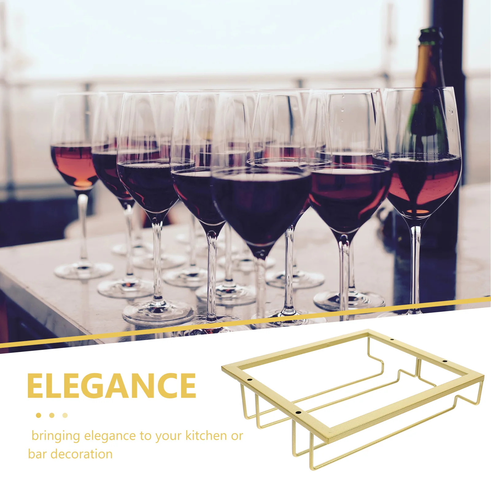 

Wine Glass Rack Hanging Upside Down Wine Cup Holder Strong Load Capacity Space Saving Kitchen Bar Storage Rack