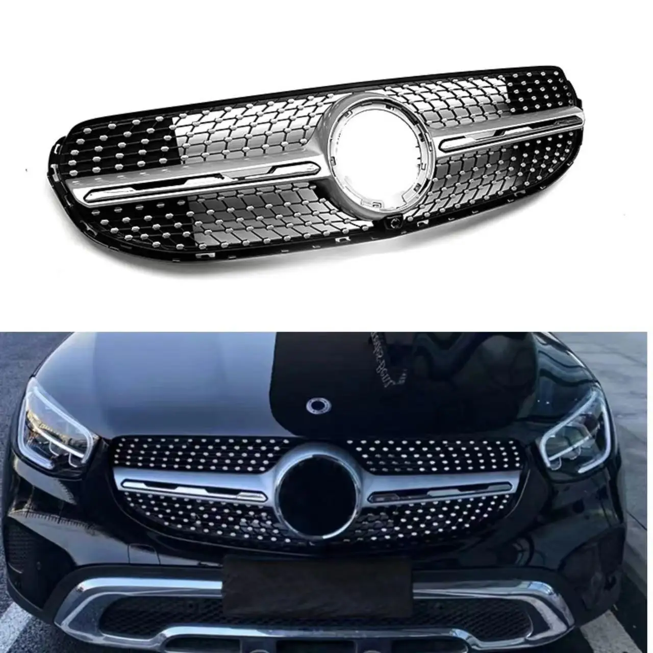 

For 2020-2022 Mercedes-Benz GLC X253 Sport Modified Starry Sky Grille Cover Racing Mesh Body Kit OEM Replacement