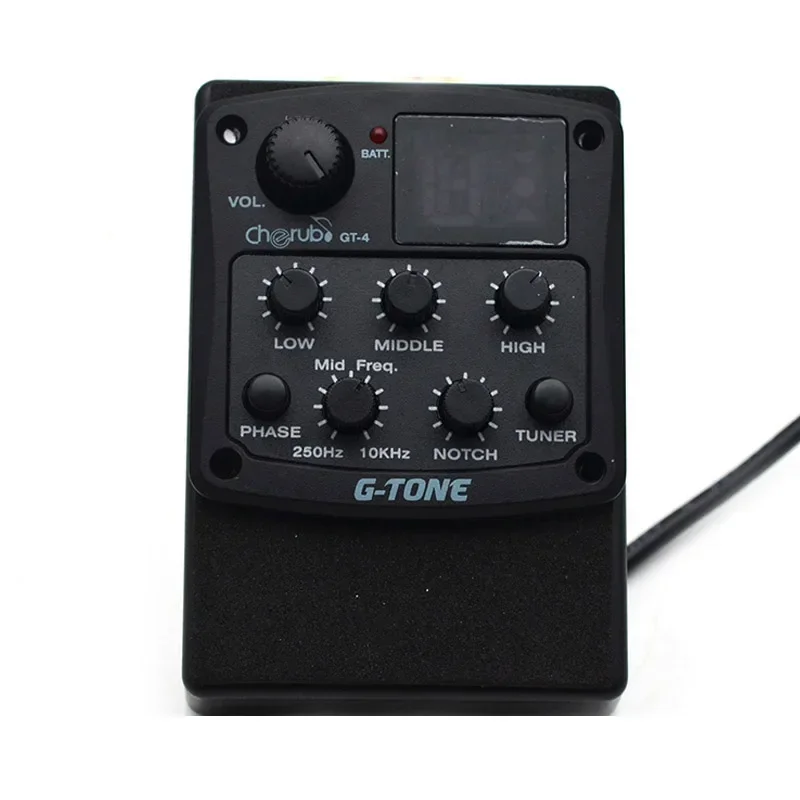 Cherub G-Tone Series Acoustic Guitar Preamp GU3 GT-2/3/4/6 GS-3 3-Band EQ Equalizer LED Tuner Black