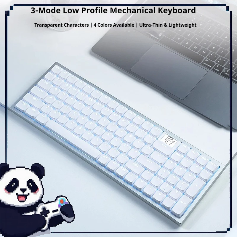 

Ck100 Низкопрофильная механическая клавиатура Беспроводная Bluetooth Алюминиевый корпус из пшеничной соломы с маленьким экраном Клавиатура для ноутбука и планшета
