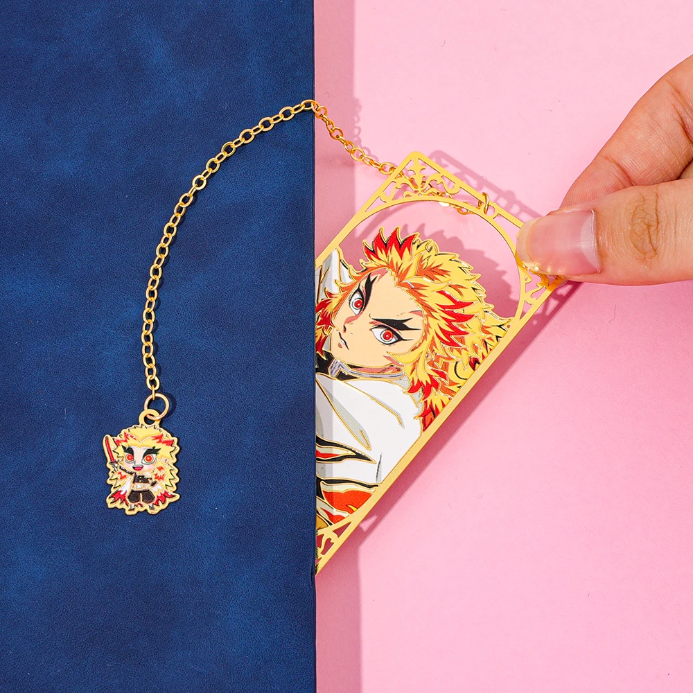 Marcapáginas Metálico de Demon Slayer, Regalo para Coleccionistas de Anime, Amantes de los Libros, Amuleto para Estudiantes, Material Escolar